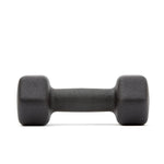 Single black textured hexagonal dumbbell isolated on white background