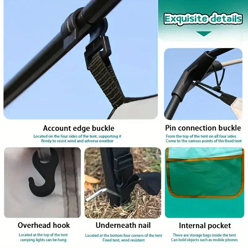 Tasman 3-5 Person Pop Up Camping Tent Hiking Festival Sleeping Green