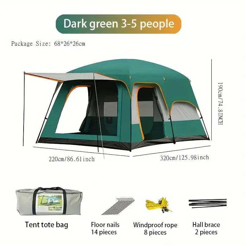 Tasman 3-5 Person Pop Up Camping Tent Hiking Festival Sleeping Green
