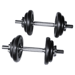 Pair of adjustable black weight plate dumbbells with chrome handles isolated on white