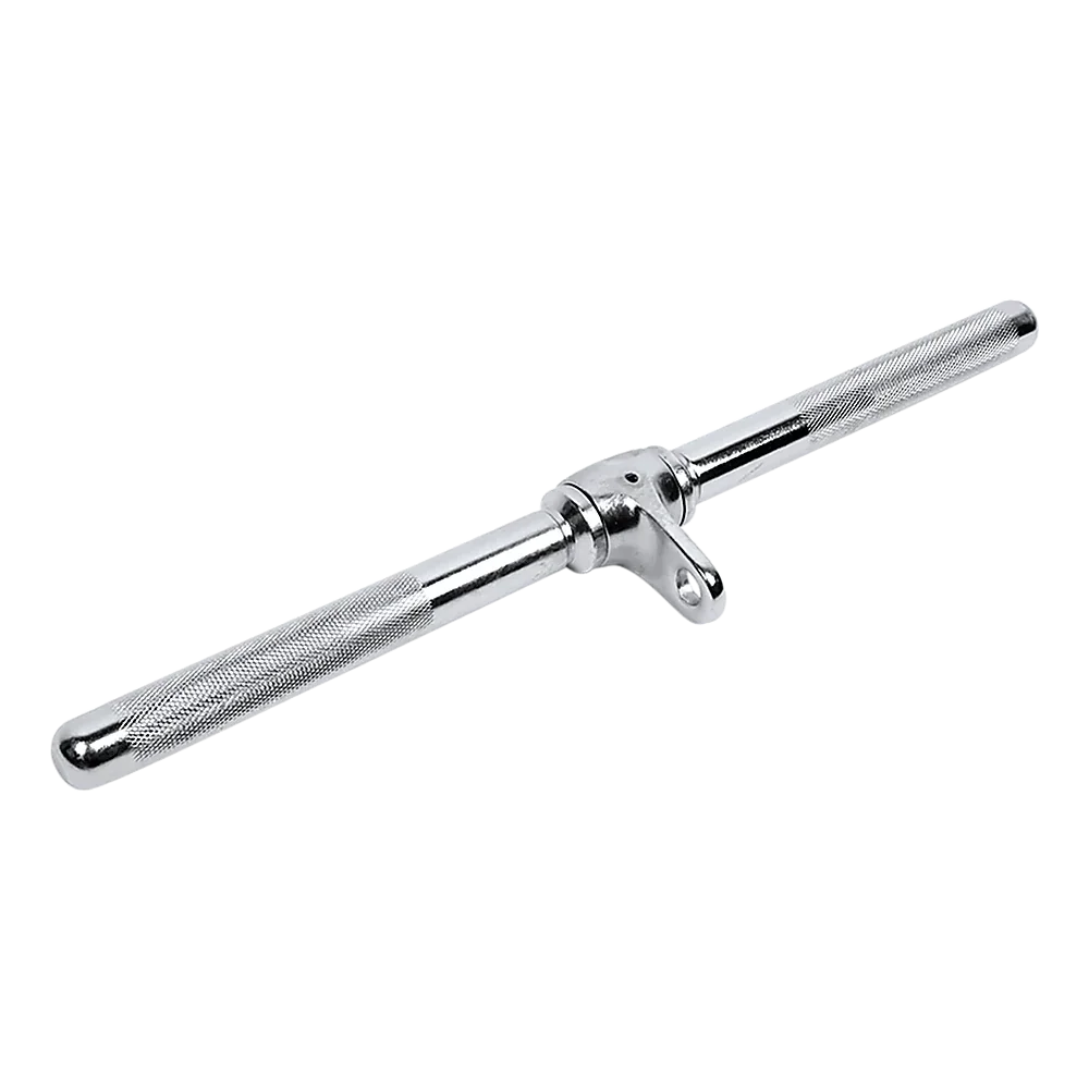 Chrome knurled T-bar handle with mounting bracket for fitness equipment or cable machines