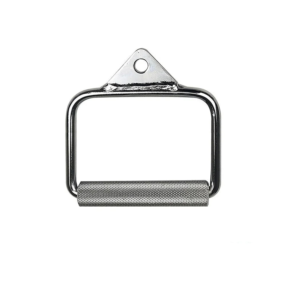 Chrome steel single grip cable machine handle with knurled textured bar and attachment hole