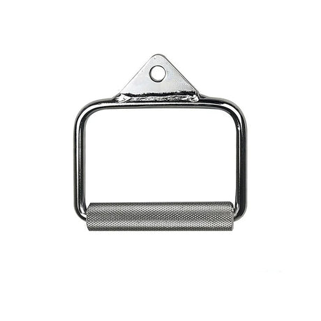 Chrome steel single grip cable machine handle with knurled textured bar and attachment hole