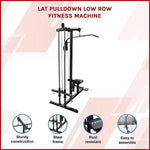 Lat pulldown low row fitness machine with steel frame, sturdy construction, rust resistant, easy to assemble