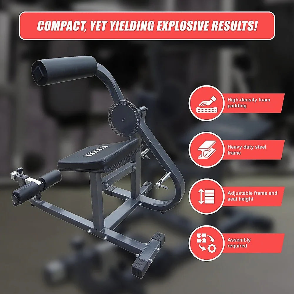 Compact adjustable gym bench with high-density foam padding and heavy-duty steel frame