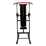 Black and red adjustable power tower pull up dip station for home gym workouts