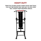Heavy duty adjustable steel home gym machine with padded bench and non-slip feet