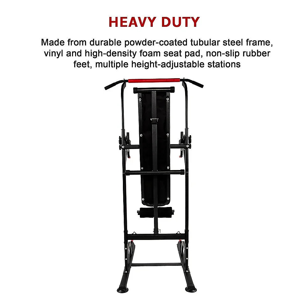 Heavy duty adjustable steel home gym machine with padded bench and non-slip feet
