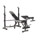 Adjustable weight bench press with preacher curl and leg developer attachment