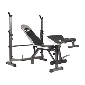 Adjustable weight bench press with preacher curl and leg developer attachment