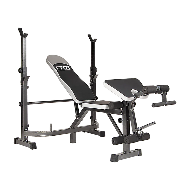 Adjustable weight bench press with preacher curl and leg developer attachment