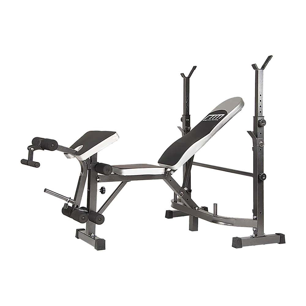 Adjustable weight bench with preacher curl and leg developer for home gym workouts