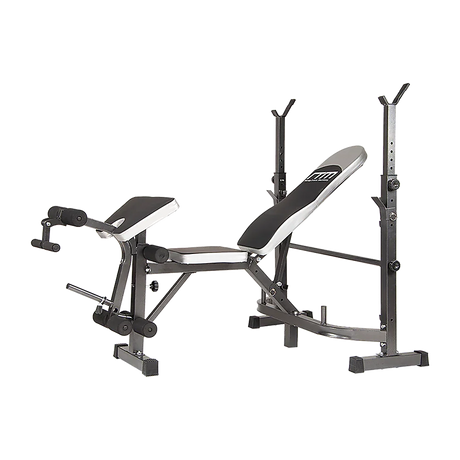 Adjustable weight bench with preacher curl and leg developer for home gym workouts