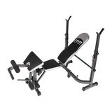 Adjustable multi-function weight bench with preacher curl and leg developer attachment