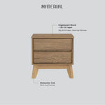 Modern wooden nightstand with engineered wood top and Malaysian oak legs