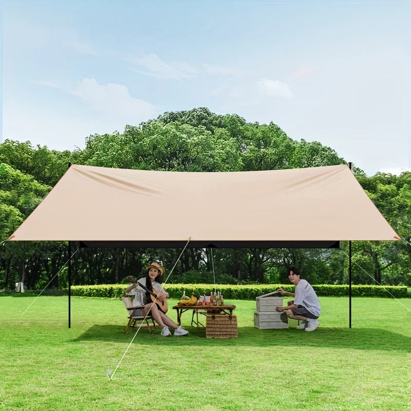 Outdoor Camping Sky Curtain 500x300cm Black Glue Sun Rain Protection Tarp