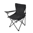 Black foldable camping chair with armrests and cup holders, lightweight outdoor chair