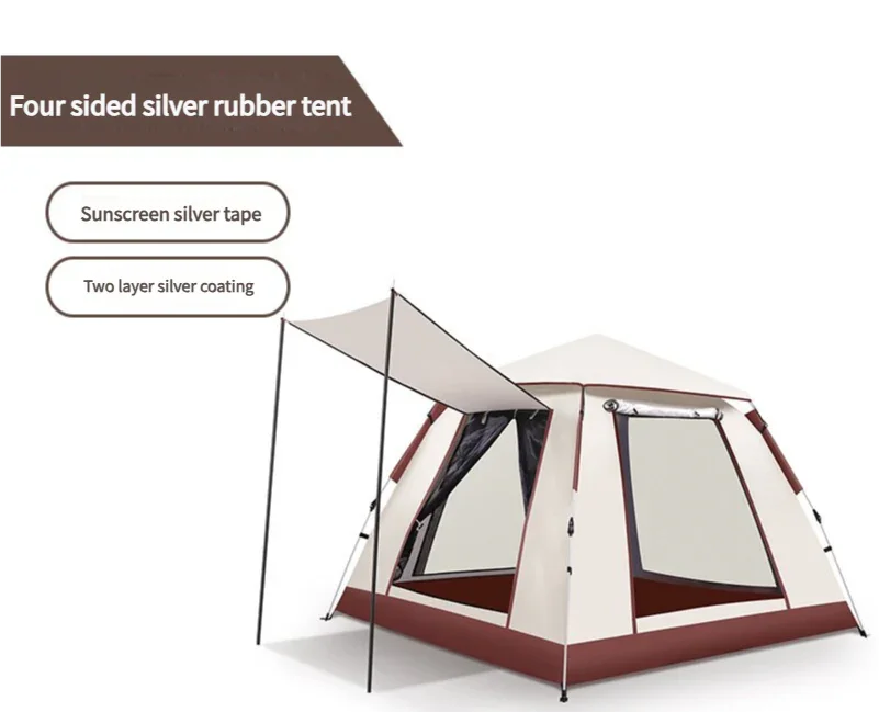 Four sided silver rubber tent with sunscreen silver tape and two layer silver coating