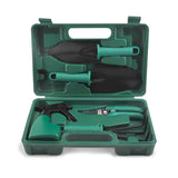 Green 5-Piece Compact Gardening Tool Set with Durable Case - Flea Market