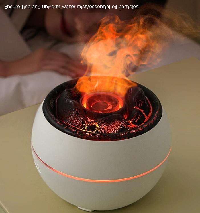 Volcanic Flame Aroma Diffuser 360ml - Black Crack Style Ultrasonic LED Humidifier