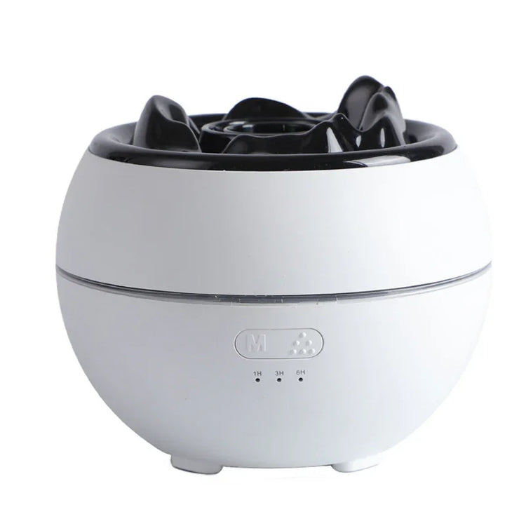 Volcanic Flame Aroma Diffuser 360ml - White Ultrasonic LED Humidifier with Adjustable Mist