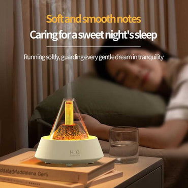 White Pyramid Flame Mist Humidifier with Ambient Lighting - Flea Market