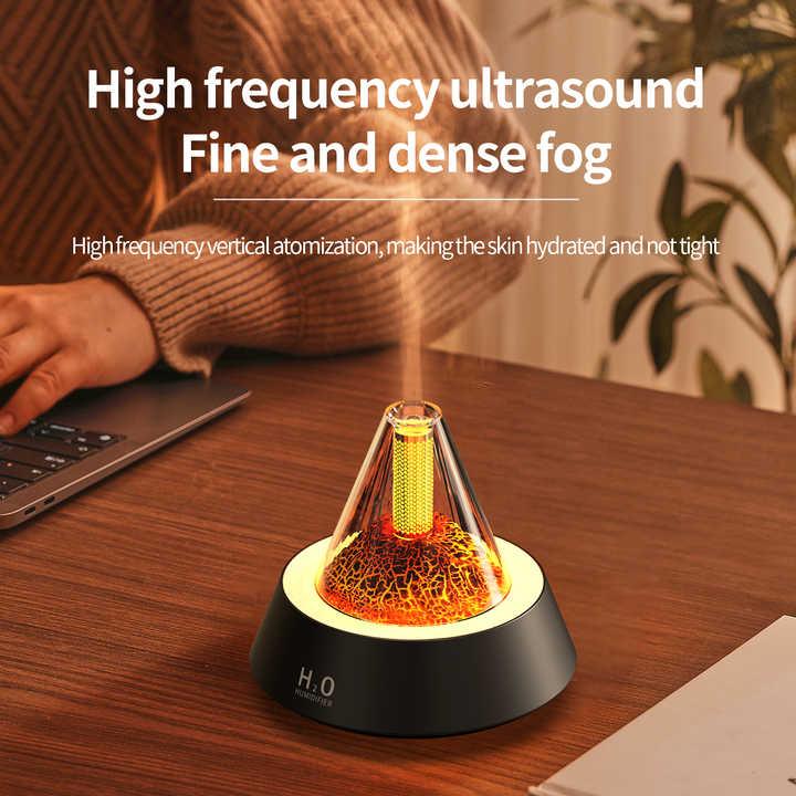 White Pyramid Flame Mist Humidifier with Ambient Lighting - Flea Market