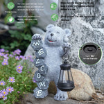 Solar-Powered Welcome Bear Statue with LED Lantern - Flea Market