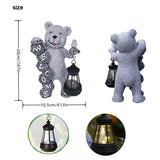 Solar-Powered Welcome Bear Statue with LED Lantern - Flea Market