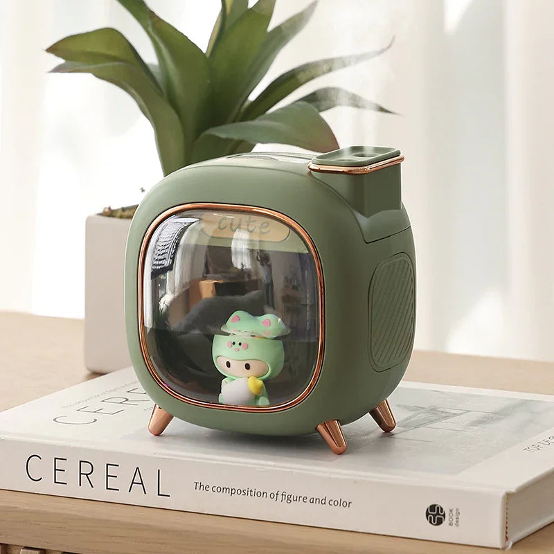 Green USB Desktop Dual Mist Cute Humidifier with Essential Oil Diffuser - Flea Market