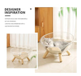 Luxury Transparent Cat Bed - Wooden Legs Acrylic Pet Nest