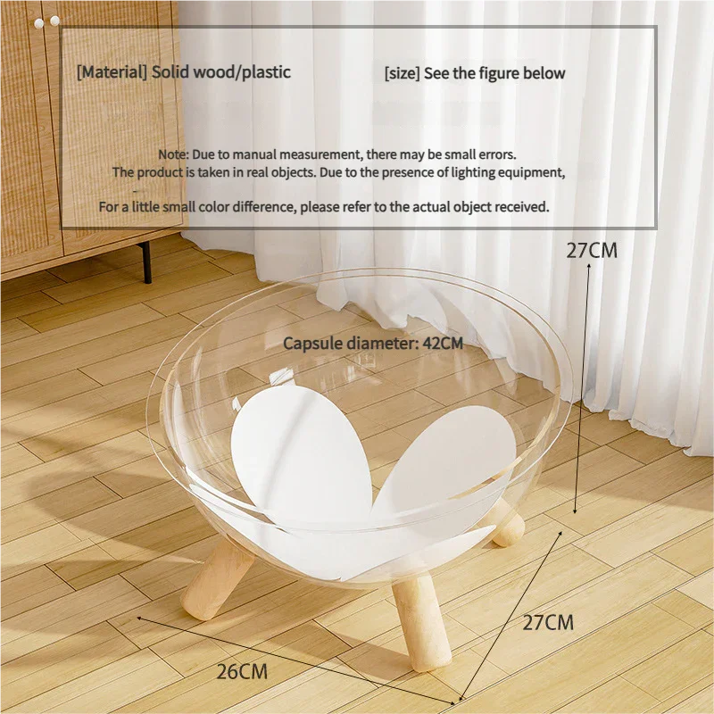 Luxury Transparent Cat Bed - Wooden Legs Acrylic Pet Nest