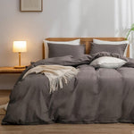 Luxurious Soft Brushed Microfiber 4-Piece Bedding Set Double Grey - Duvet Cover with Fitted Sheet
