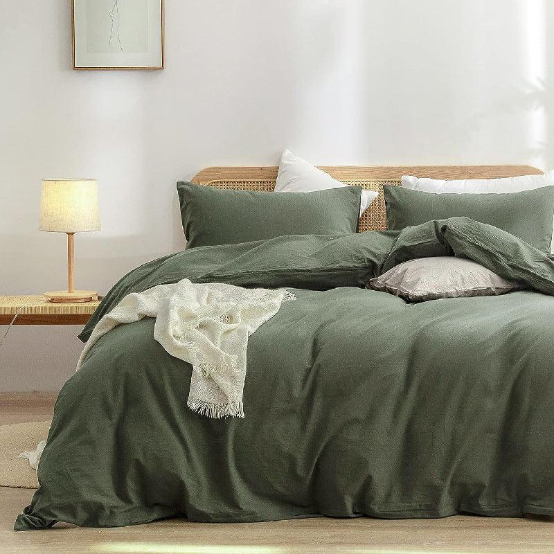 Luxurious Soft Brushed Microfiber 4-Piece Bedding Set Double Green - Duvet Cover with Fitted Sheet
