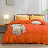 Luxurious Soft Brushed Microfiber 4-Piece Bedding Set Double Orange - Duvet Cover with Fitted Sheet