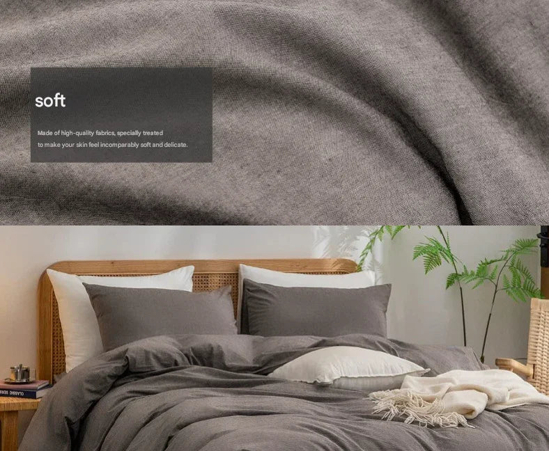 Luxurious Soft Brushed Microfiber 4-Piece Bedding Set Double Dark Blue Grey - Duvet Cover with Fitted Sheet