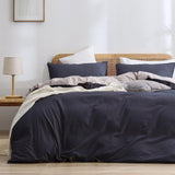 Luxurious Soft Brushed Microfiber 4-Piece Bedding Set Double Iris Blue - Duvet Cover with Fitted Sheet