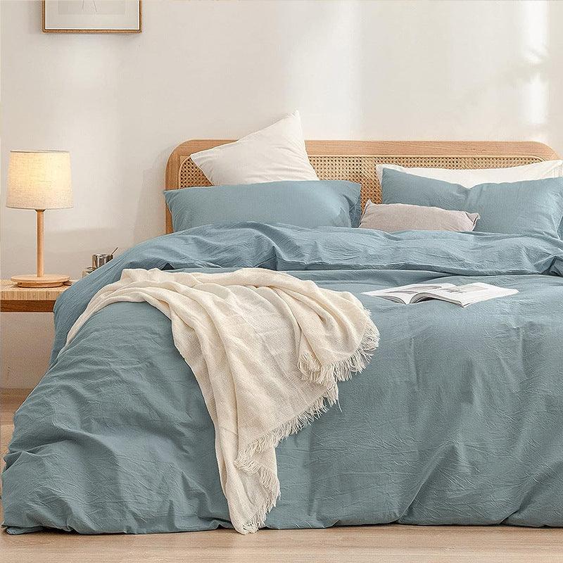 Luxurious Soft Brushed Microfiber 4-Piece Bedding Set Double Blue - Duvet Cover with Fitted Sheet