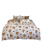 Cartoon Bear 4-Piece Bedding Set Kids Double - Soft Cute Comforter with Pillowcases