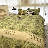 Green Floral 4-Piece Bedding Set Kids Single - Soft Lovely Comforter with Pillowcases