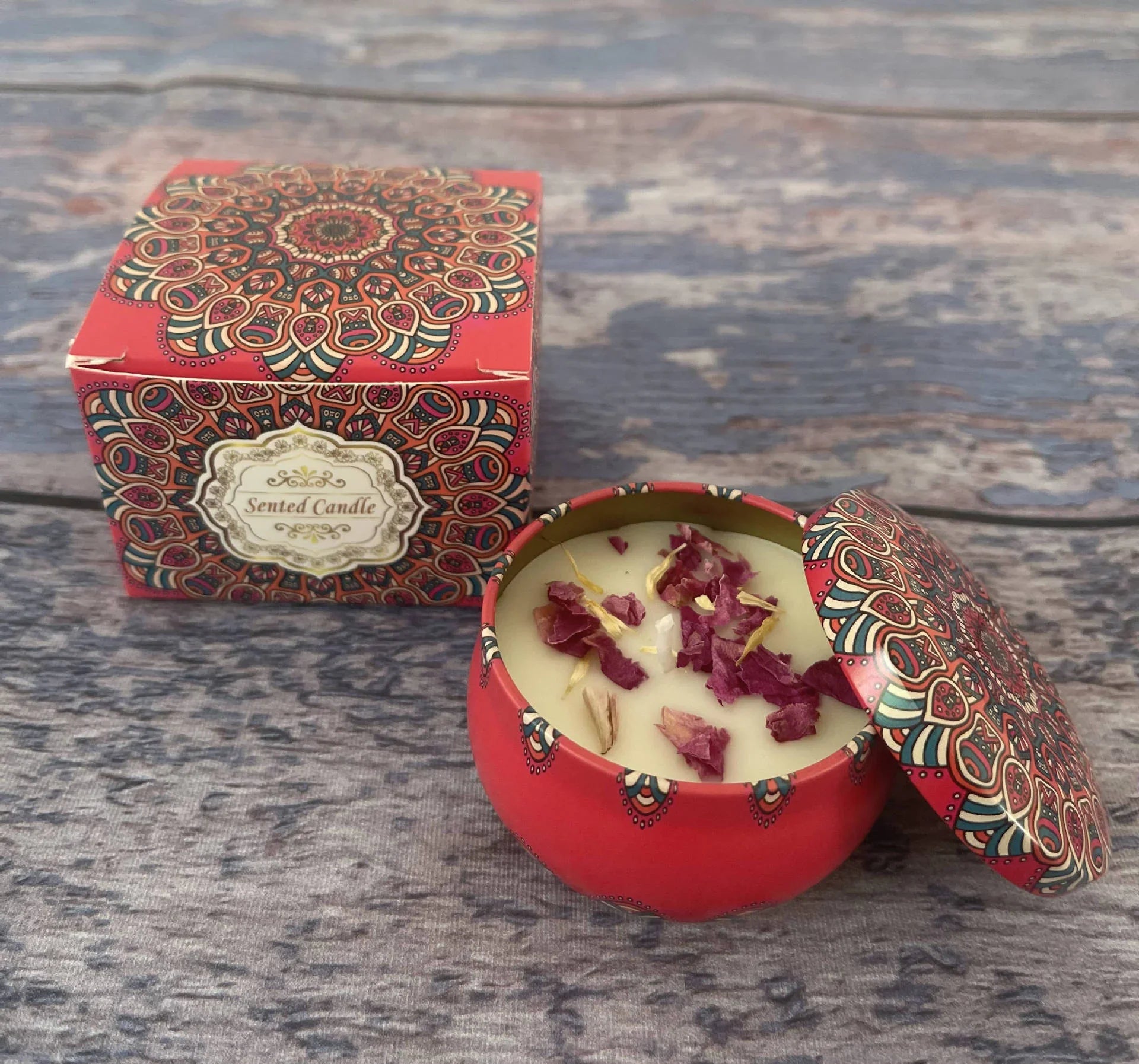 Small Scented Candle Set (Rose) - 4 Soy Wax Candles - Flea Market