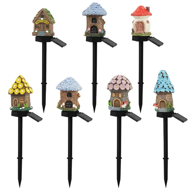 Brown And Yellow Solar Resin Garden Stake Light - Flea Market