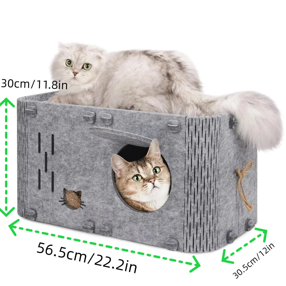 Felt Cat House - Foldable Breathable Pet Bed 45x35x35cm