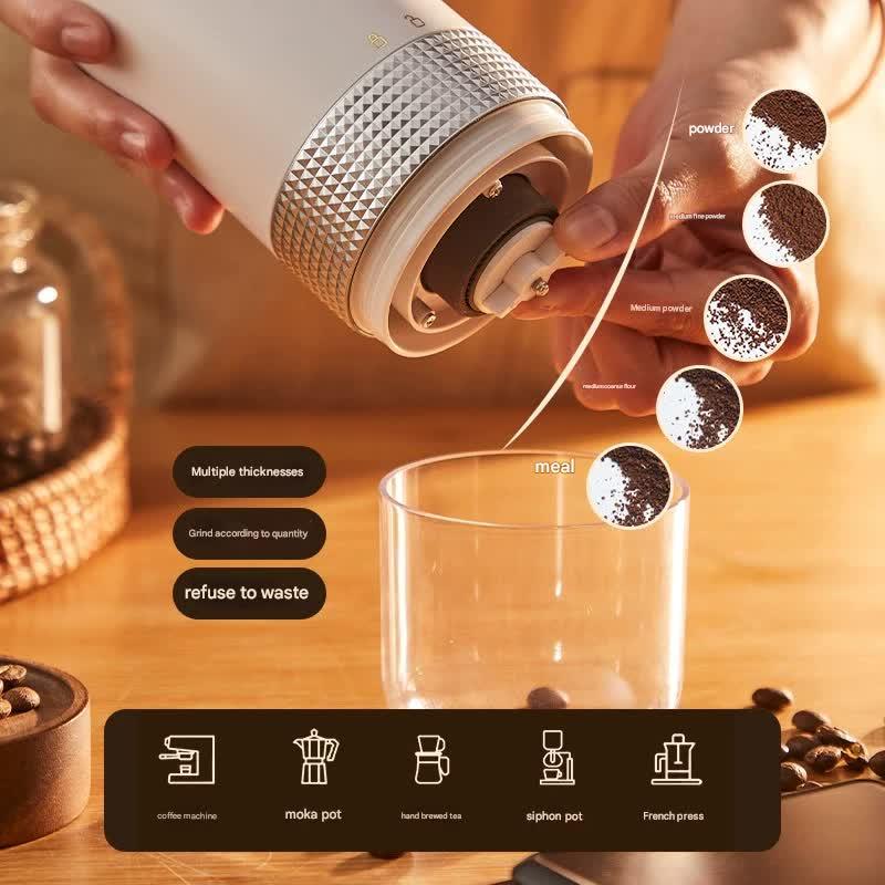 Wireless Portable Electric Coffee Grinder USB-C Rechargeable Adjustable Black