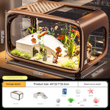 Desktop Aquarium 40cm Turtle Tank Panoramic Basking Platform Brown