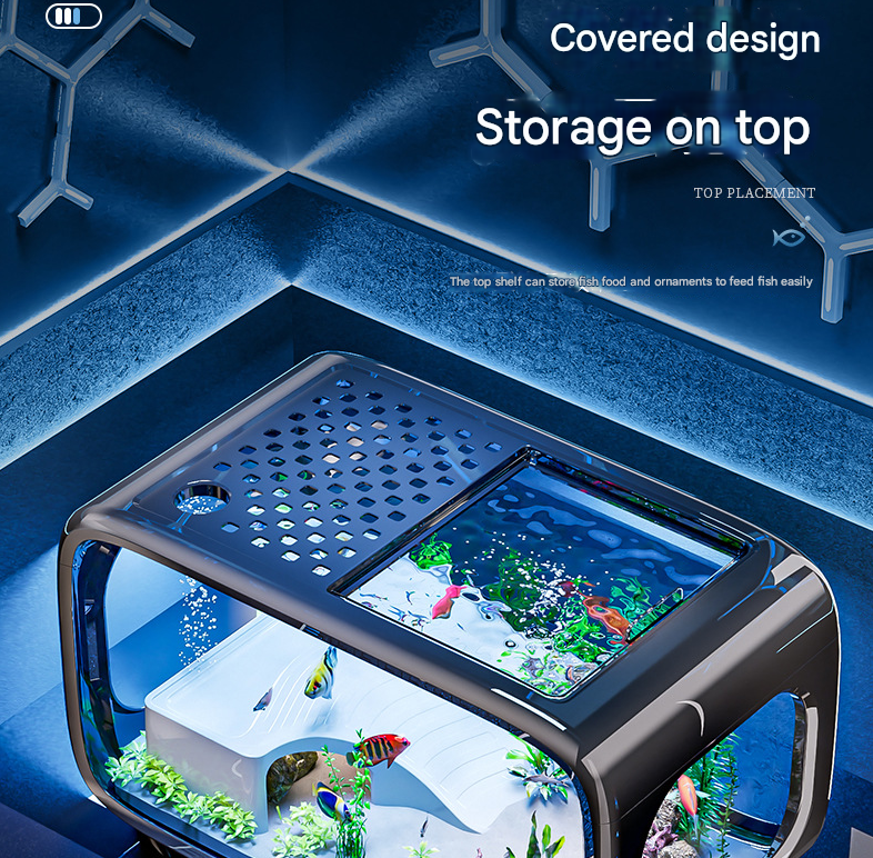 Desktop Aquarium 40cm Turtle Tank Panoramic Basking Platform Brown