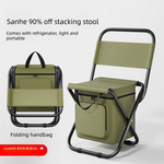 Camping Chair 3-in-1 Folding with 10L Cooler Bag Blue - Portable Backpack Stool