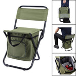 Camping Chair 3-in-1 Folding with 10L Cooler Bag Blue - Portable Backpack Stool