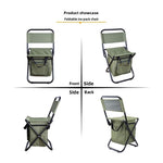 Camping Chair 3-in-1 Folding with 10L Cooler Bag Blue - Portable Backpack Stool