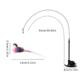 Interactive Self-Play Cat Wand - Suction Base Bouncing Teaser